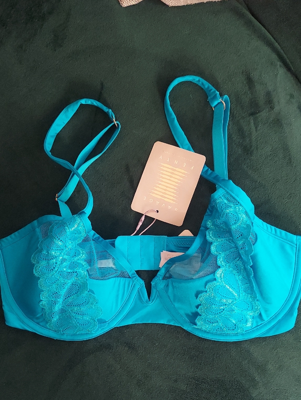 Savage X Fenty Teal Lace Accent Underwire Bra